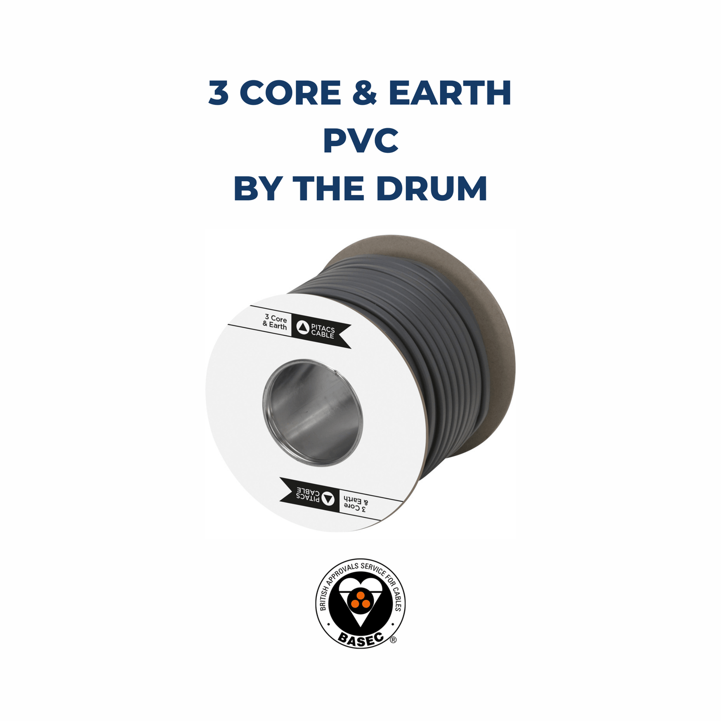 3 Core And Earth | PVC | By The Drum | 6243Y - Electrical Cable Store