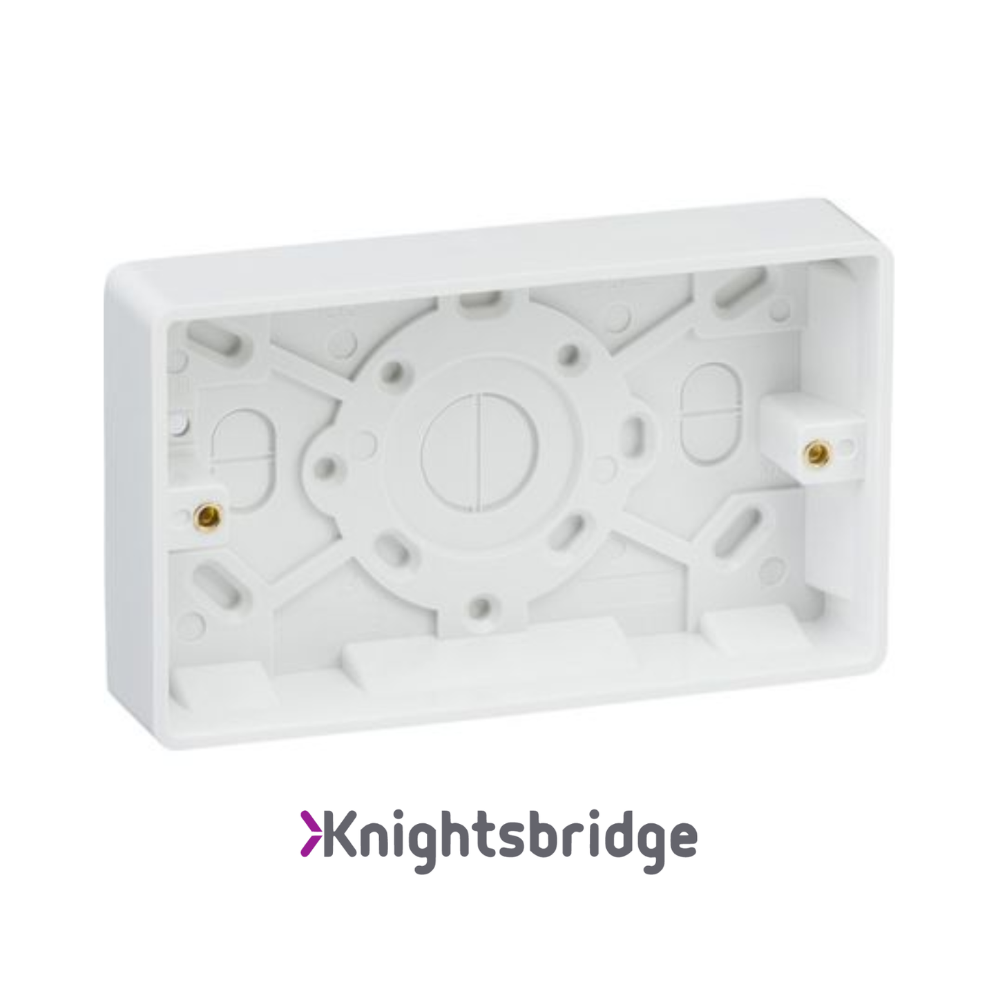 Knightsbridge | White PLastic | Curved Edge | Double 25mm Pattress Box