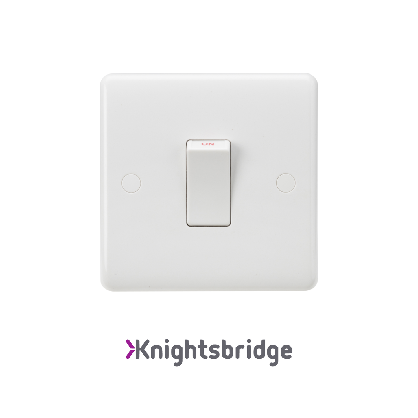 Knightsbridge | White PLastic | Curved Edge | 45A 1G Anti-Microbial Switch