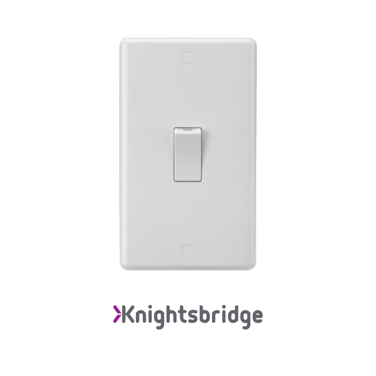 Knightsbridge | White PLastic | Curved Edge | 45A 2G Anti-Microbial Switch