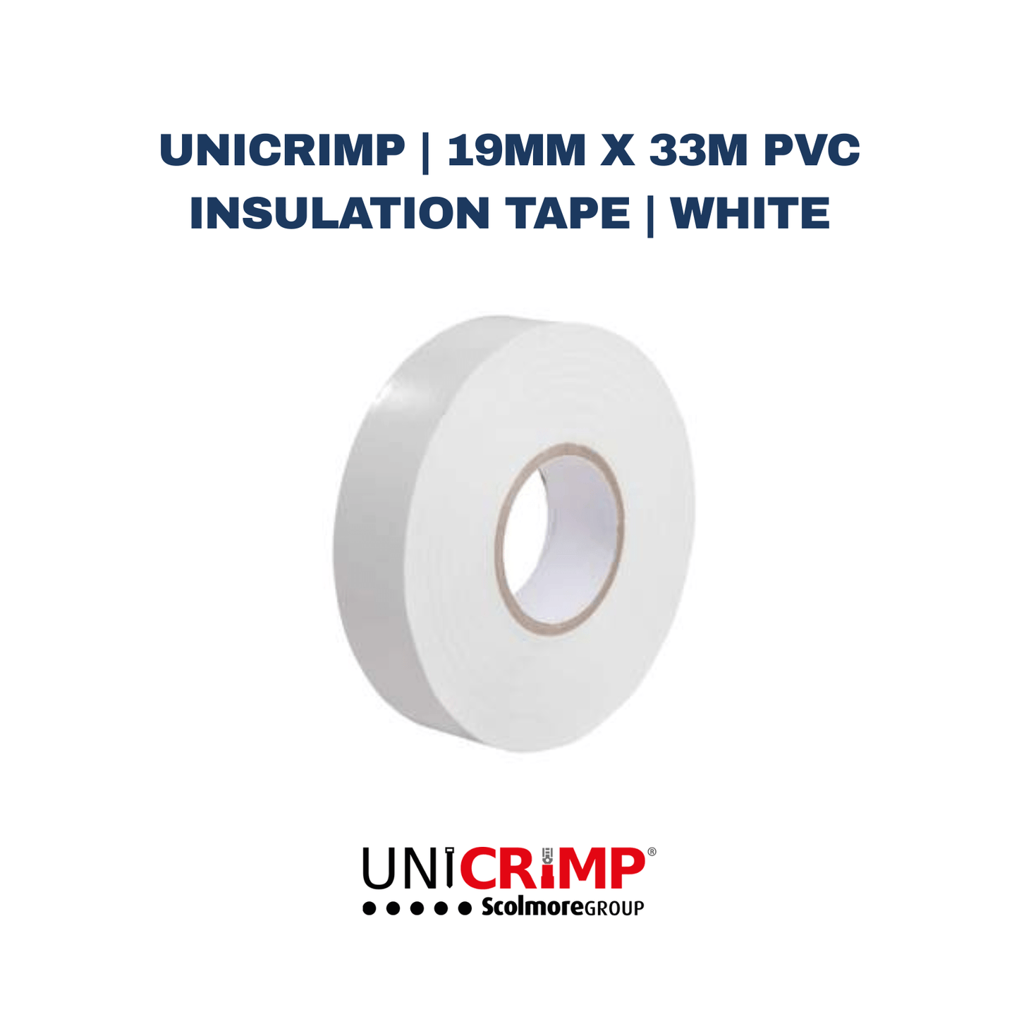 Unicrimp | 19mm x 33m PVC Insulation Tape | White - Electrical Cable Store