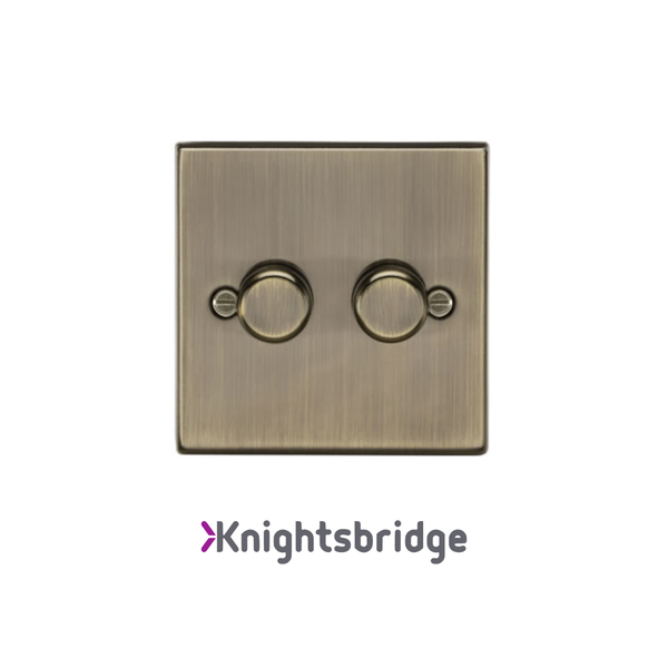 Knightsbridge | Antique Brass |  2 Gang 2 Way Dimmer Switch