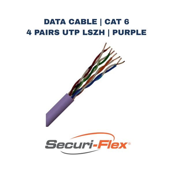 Data Cable | CAT 6 | 4 Pairs UTP LSZH Purple | 305 Metre Box