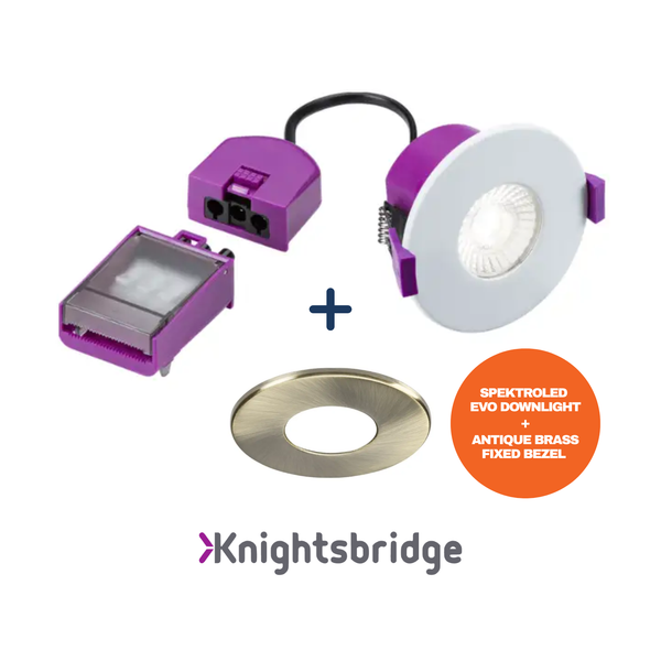 Knightsbridge | SpektroLED Evo Downlight + Antique Brass Fixed Bezel