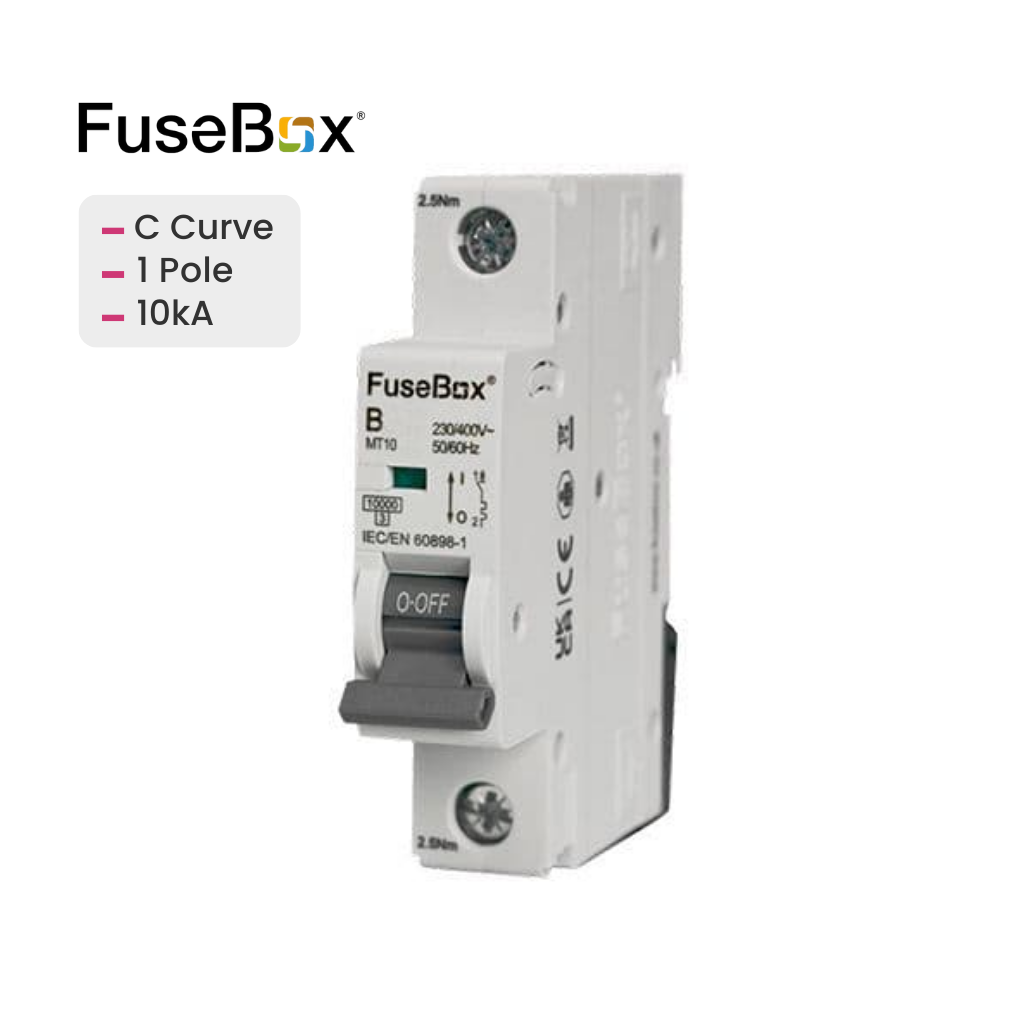 FuseBox electrical circuit breaker on a white background