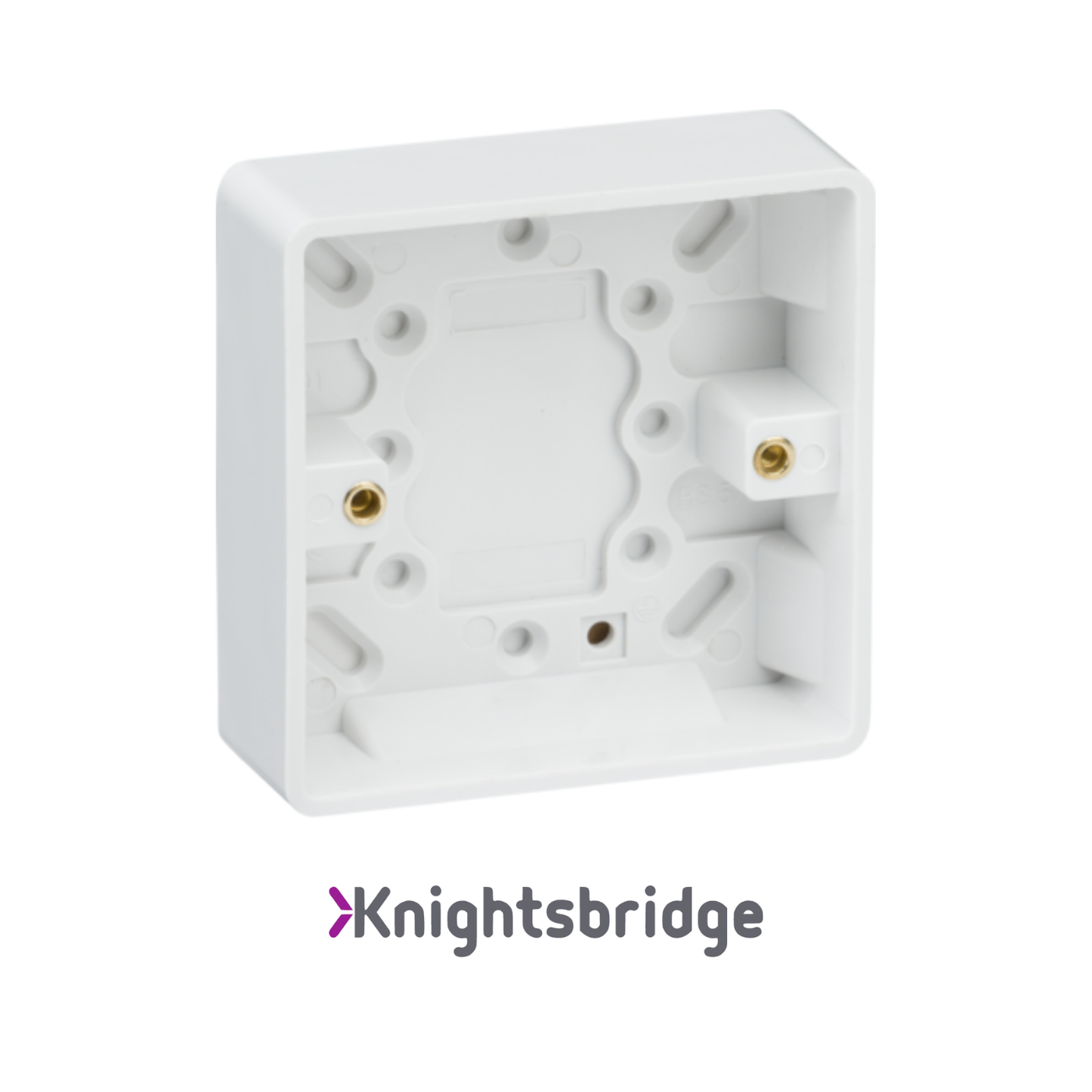 Knightsbridge | White PLastic | Curved Edge | Single Pattress Box 25mm