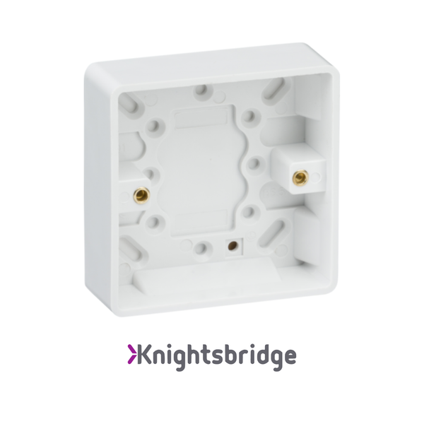 Knightsbridge | White PLastic | Curved Edge | Single Pattress Box 25mm