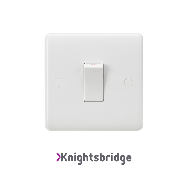 Knightsbridge | White PLastic | Curved Edge | 45A 1G Anti-Microbial Switch