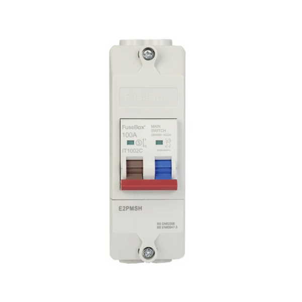 Electrical switch with labeled contacts on a white background