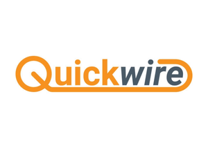 Quickwire logo with orange and blue text on a white background