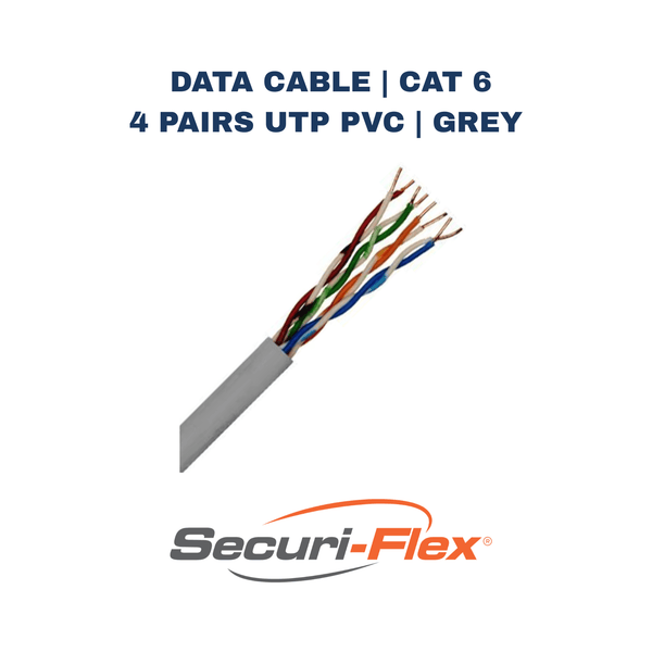 Data Cable | CAT 6 | 4 Pairs UTP PVC | Grey | 305 Metres | CAT6 - UTP - PVC - Electrical Cable Store