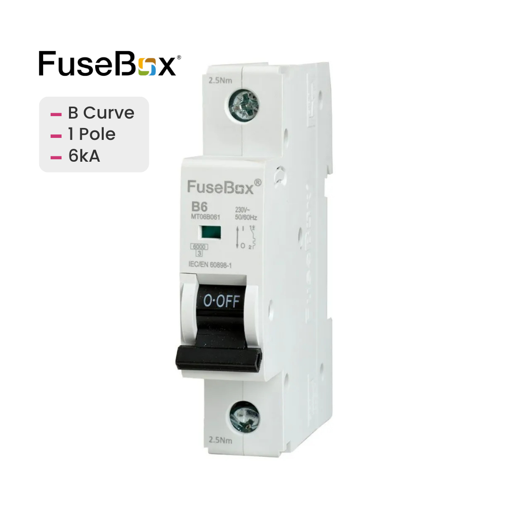 FuseBox electrical circuit breaker on a white background
