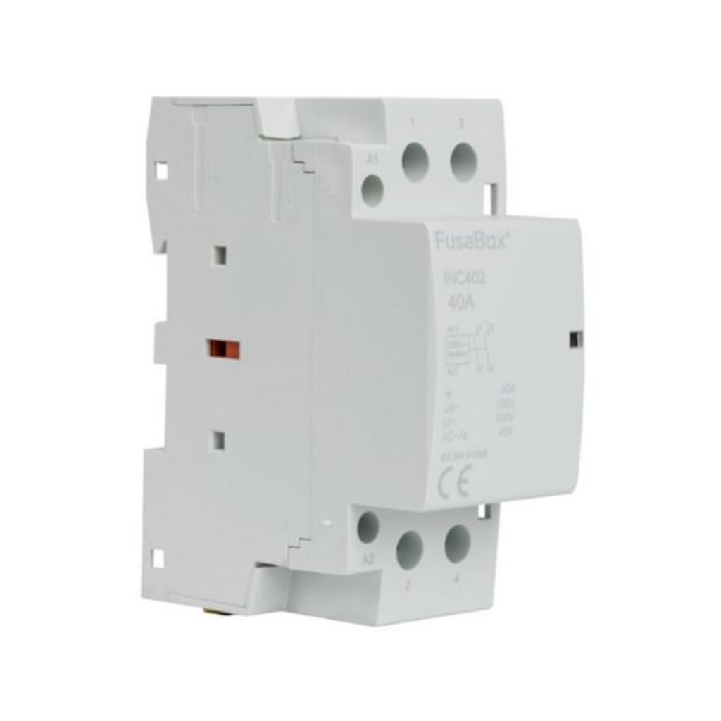White electrical contactor on a white background