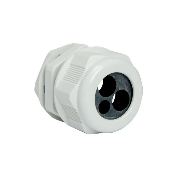 White plastic cable gland on a white background