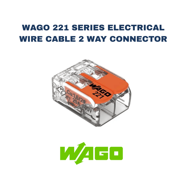 Wago 221 Series Electrical Wire Cable 2 Way Connector - Electrical Cable Store