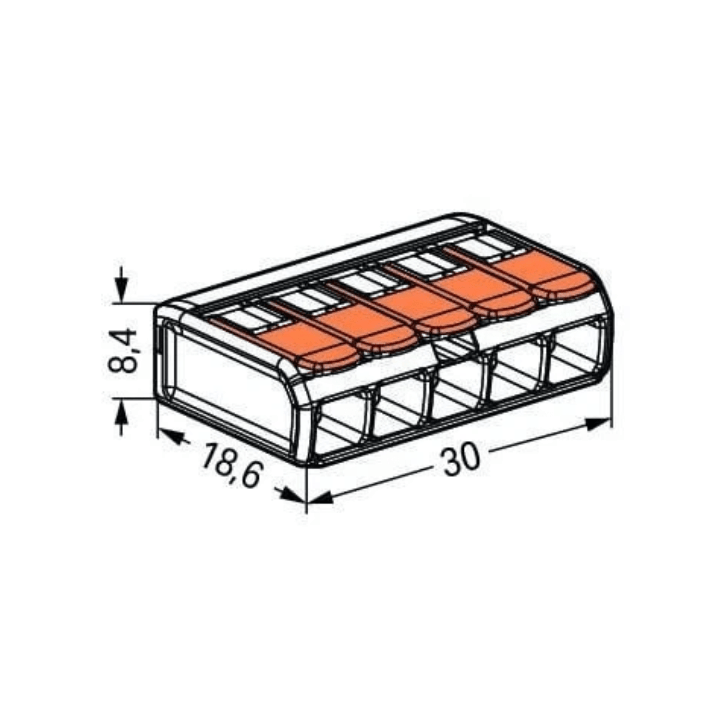 Wago 221 Series Electrical Wire Cable 5 Way Connector - Electrical Cable Store