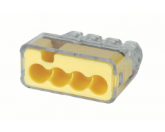 PUSH-IN WIRE CONNECTOR, MODEL 34 4-PORT YELLOW (PACK 100)